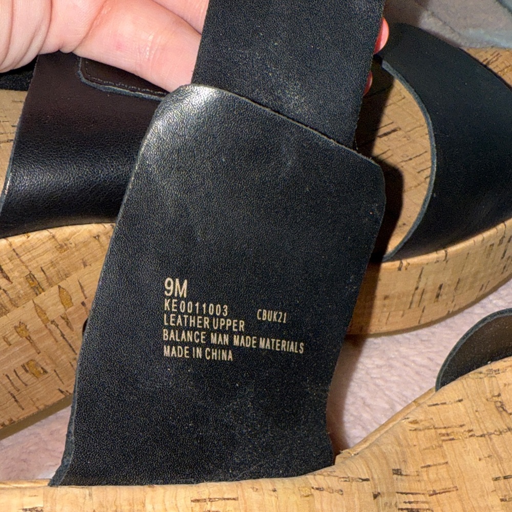 Kork-Ease Black Leather Mules with Cork Heel - Picture 6 of 6